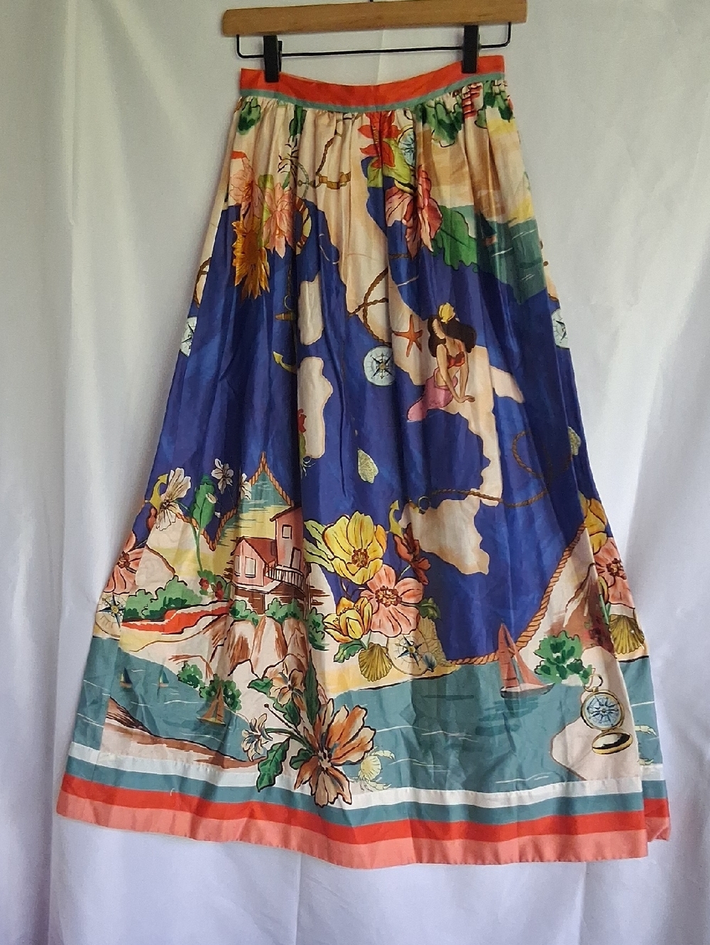 ANTONIO MELANI Evie Ocean Print Skirt Size 0 Blue